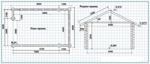 схема гаража в разрезе